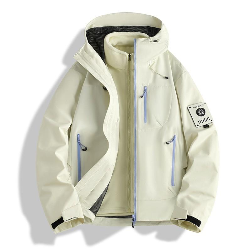 Unisex 3-in-1 Windproof Waterproof Softshell Jacket With Removable Fleece Liner Hiking Camping Travel