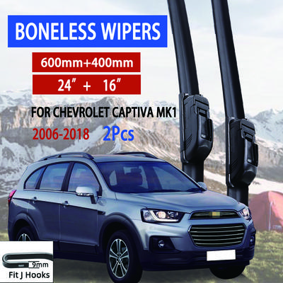 For Chevrolet Captiva MK1  2006-2018 Car Windshield Wiper U-type Soft Rubber Frameless Bracketless Car Wipers 24"+16"