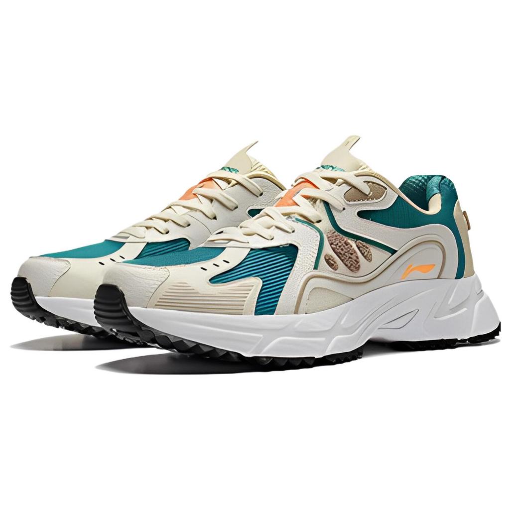 New LiNing Cushioning Anti-Slip Wear-Resistant Breathability Low-Top Sports Casual Shoes Men's White Green ARLS021-2
