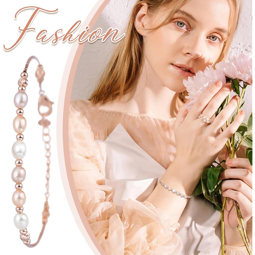 "Fashion Pearl Bracelet Watch Analog Display 3ATM Waterproof Stainless Steel Bangle Rose Gold Women's Accessories"