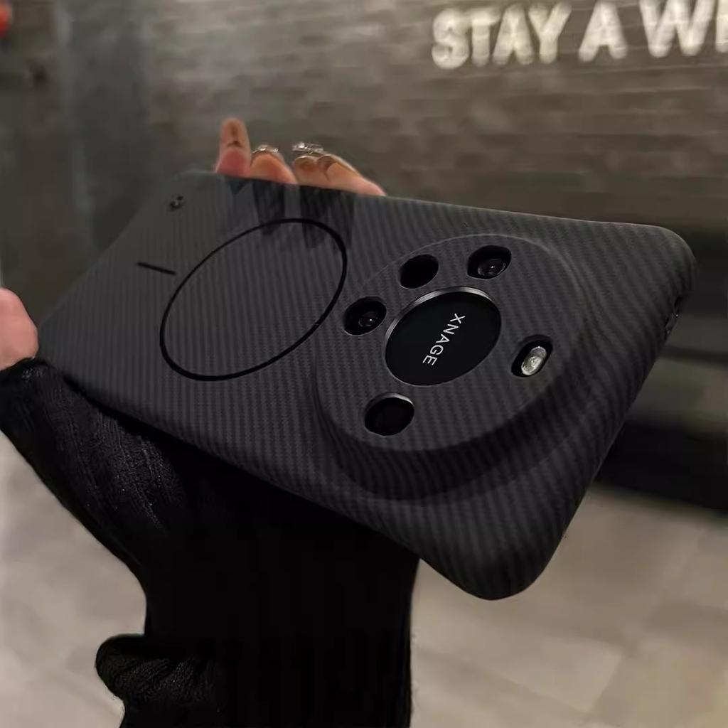 Ultra-thin borderless carbon fiber magnetic attraction is suitable for Huawei mate80PRO + mobile phone case, thin ring, strong magnetic P90 anti-drop.