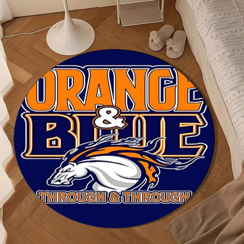Denver Broncos Round Mat, Anti-slip Circle Carpet Chair Rug For livingroom,Bedroom, Doormat Home Decor Gift Christmas Gifts