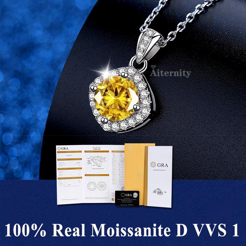 S925 Sterling Silver High Jewellery 100% Moissanite Pendant Necklace D Colour with GRA Certificate for Ladies' Wedding, Party