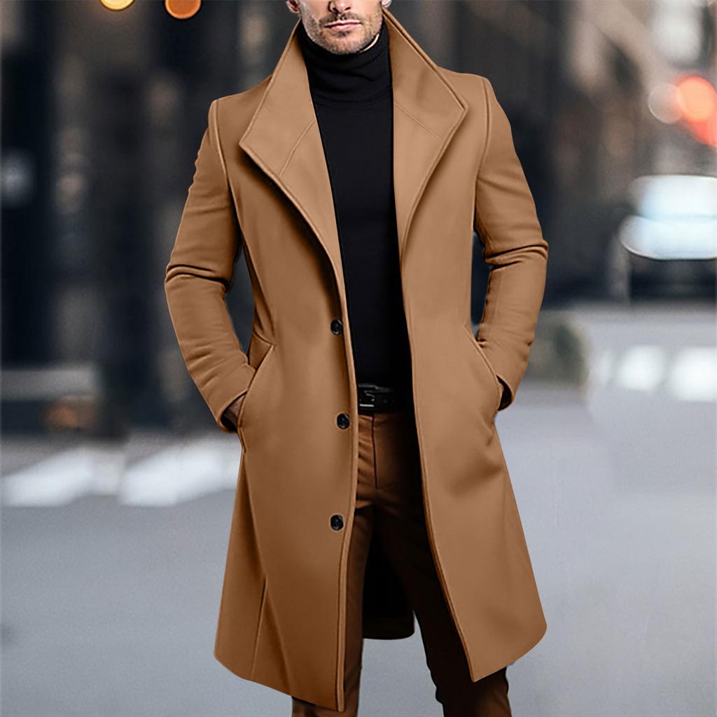 Men's Woolen Mid Length Coat, Windbreaker Coat