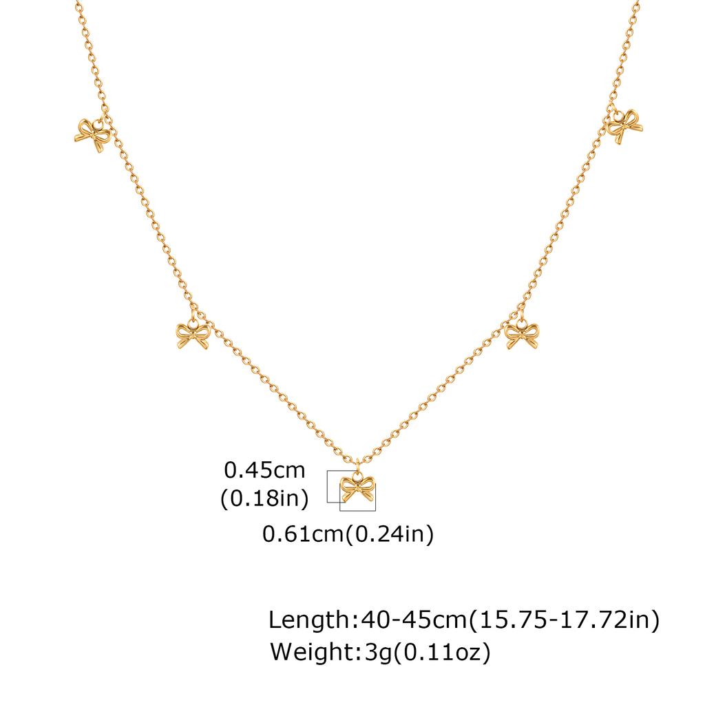Elegant Double Layer Chain Bowknot Charms Necklace for Women, Stainless Steel Y-shaped Thin Link Necklace, Fashion Jewelry Gifts