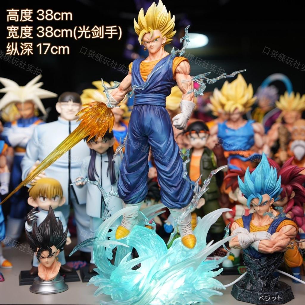 Jt Statue 38cm/14.96inch Z Vegetto Figure 3 Heads Replace Super Saiyan Action Figures Collection Model Toys Gifts