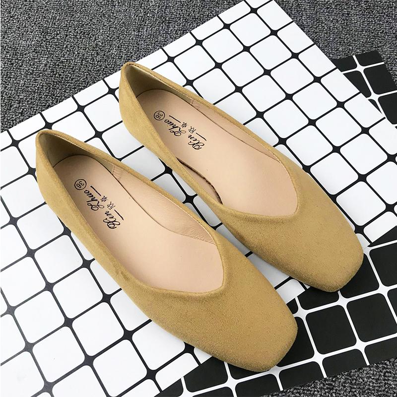 Fashion Flat Shoes for Women 2025 Spring Autumn Solid Square Toe Black Women's Shoes Large Size 43-44 Small Size 31-32 Ladies Shoes