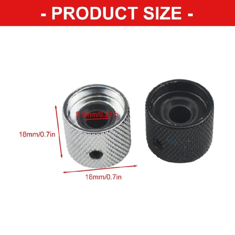 2 ks kovové knoflíky pro ovládání tónu a hlasitosti kytary, náhradní potenciometr, ovládací knoflíky pro elektrickou kytaru, basovou kytaru, kopulovité knoflíky s otvorem