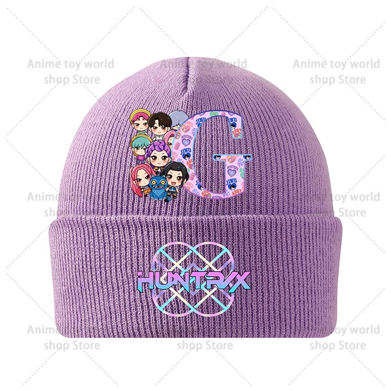 Anime Cartoon KPop Knitted Hat Winter Warm Windproof Hat Cartoon Anime Letter Pattern Knitted Hat Children's Birthday Gift
