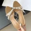 Fashion Luxury Brand Design String Bead PVC Transparent Slippers Women Summer High Heels Sandalias Fashion Open Toe Party Slide Sandals