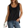 Women's Tank Top Summer Loose Sleeveless Top With Edge Large Round Neck Curved Hem Short Sleeves