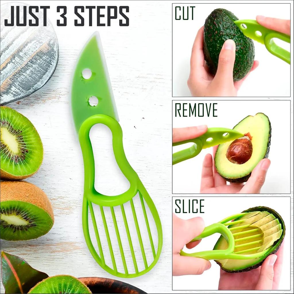 Avocado Peeler 3 In 1 Avocado Slicer Tool Multifunctional Avocado Cutter Corer Fruit Slicer Peeler Plastic Knife Kitchen Tools