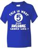 T-Shirt 5. Fifth Birthday Kids Girls Boys Unisex Birthday Gift Age 1-13Will Open In New Window or Tab