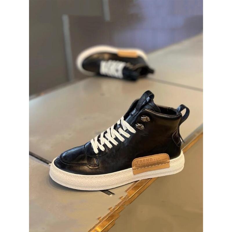 Comfortable and Simple To Create Fashionable Spring and Autumn Thick-bottomed Casual High-top Leather Panels XS