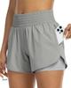 Women's High-Waisted 2-in-1 Quick-Dry Shorts with Zipper Pocket Elastic Waist for Workout Running Gym Yoga Fitness Sportswear