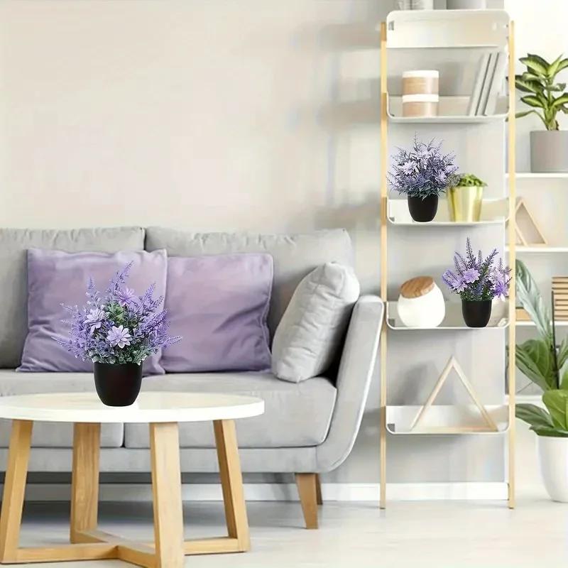 Latests Models Nordic Style Simulated Pottery Plant Purple Lavender Bonsai Desktop Living Room Fake Flower Decoration Creative