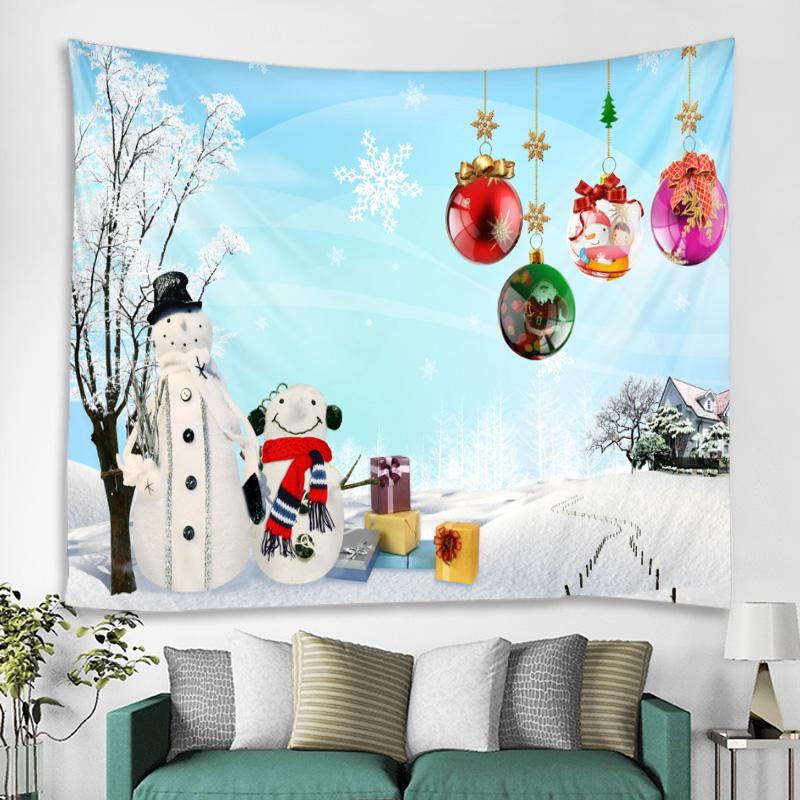 Winter Theme Snowman Christmas Tapestry Wall Blanket Wall Hanging for Home Bedroom Living Room Party Decoration New Years Gift