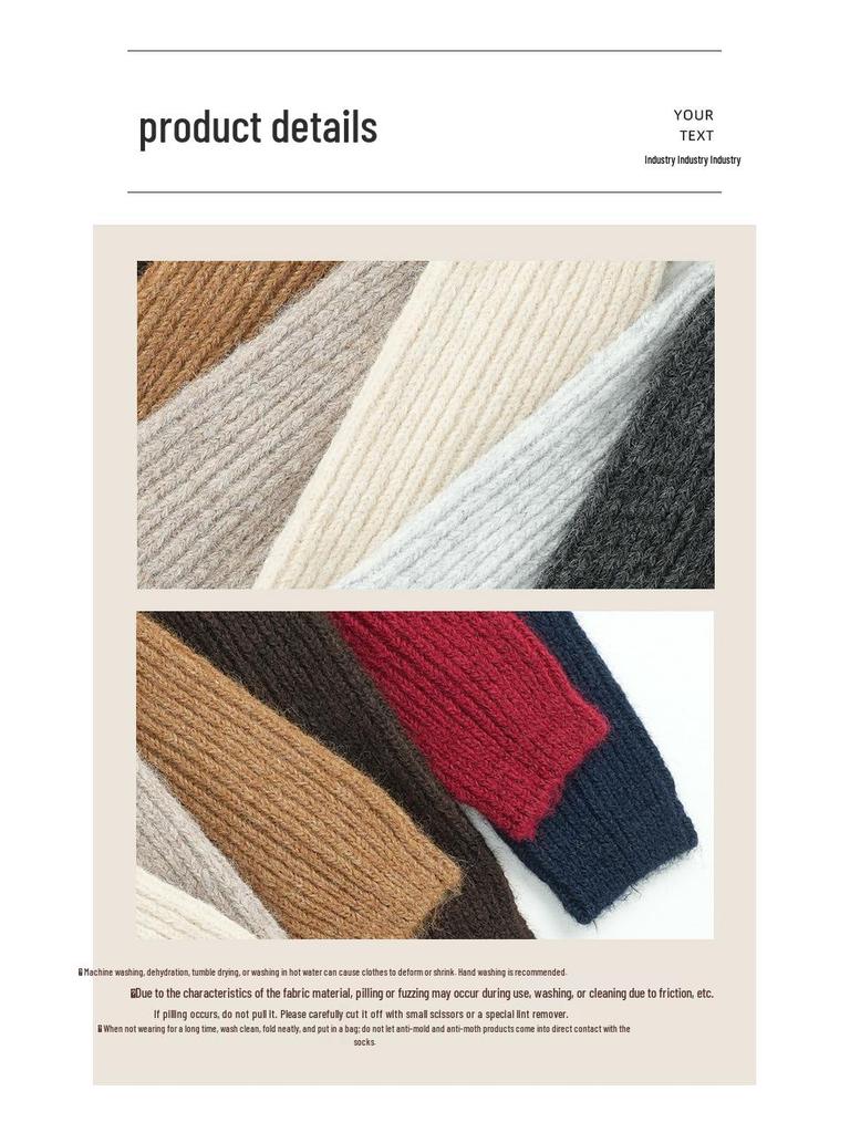 Thick Knit Korean-Style Mid-Calf Scrunch Socks - Warm, Solid Color, Chunky Ribbed Leg Warmers