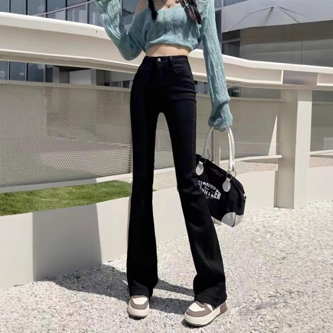 

Women s High Waist Stretchy Micro-Flare Jeans - Spring 2025 Trend, Slim Fit, Straight-Leg, Loose Floor-Length Pants Large