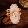 Adjustable Double-ring Opening Ring Finger Oval Design Enamel Process Women