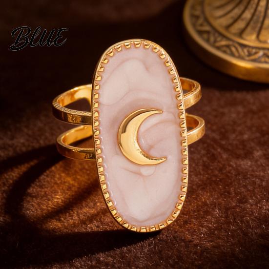 Adjustable Double-ring Opening Ring Finger Oval Design Enamel Process Women