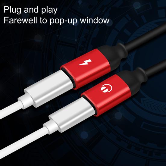 Aluminum Alloy 2-in-1 Cable Headphone Jack Splitter Adapter Fast Charging Port Dual Converter