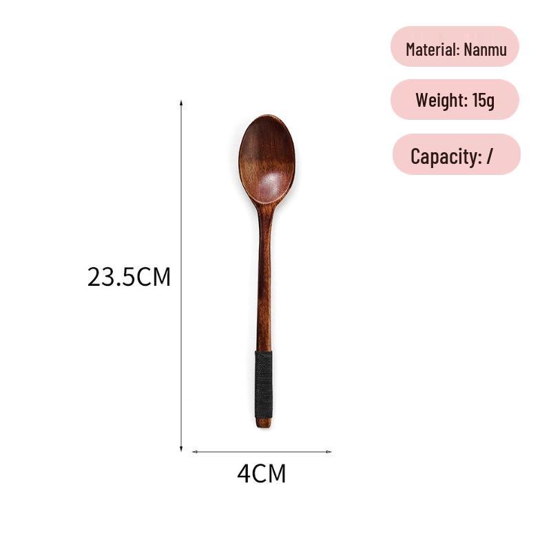 Long-Handled Wooden Spoon Set: Coffee, Honey, Milk Tea Stirrer & Soup Ladle