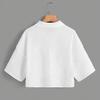 Camicia da Donna con Collo a Revers Manica Corta Top Corti Tipo Monopetto Casual con Tasca a Toppa