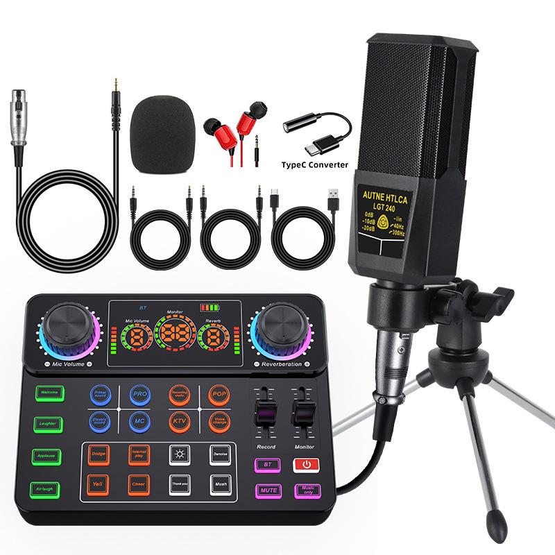 F998 Type-C Sound Card & Microphone Set for Live Broadcasts and Podcasts