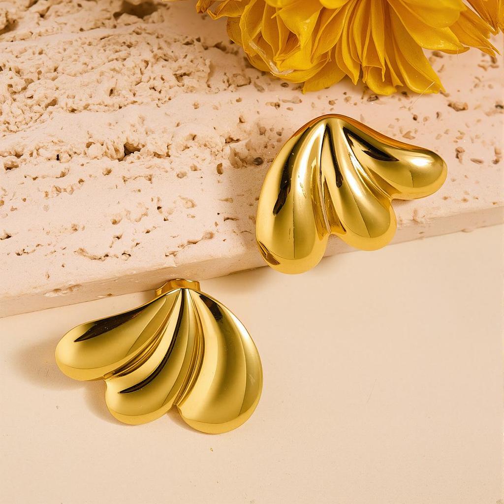 Geometric Irregular 18k Gold Titanium Steel Earrings for Women
