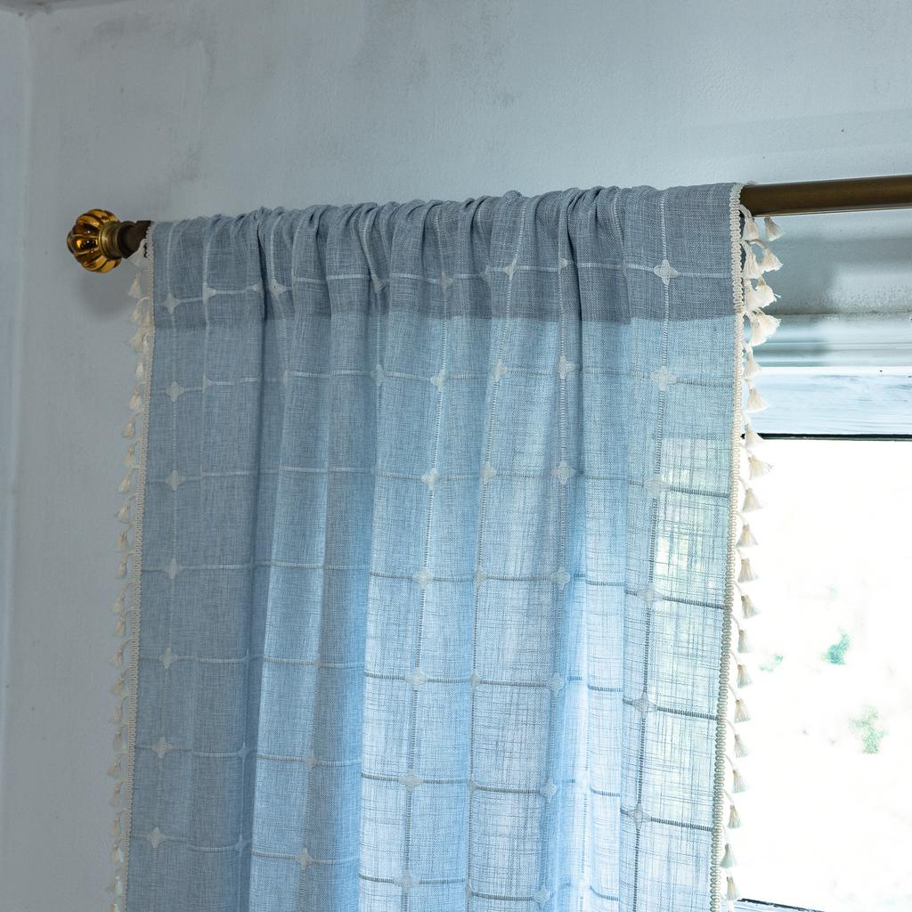 Curtain Finished Kitchen Bedroom Small Window Bay Window Half Curtain Privacy Decoration Gray Short Curtain