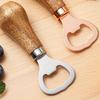 1pc Elegant Acacia Wood Beer Bottle Opener with Rose Golden Stainless Steel Lever - Durable, Creative Vertical Corkscrew
