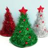 Christmas Tree Hat Non Woven Rain Silk Hat Suitable For Christmas Party Home Festival Clothing Props Shiny Christmas Hat