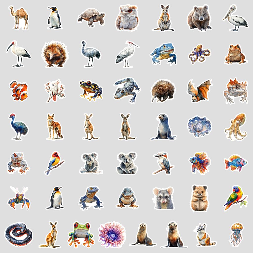 50 Australian Animal Graffiti Stickers Water Cup Computer Suitcase Notebook Waterproof Decorative Stickers