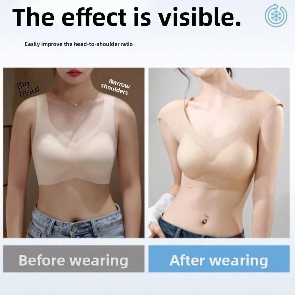 Sleeveless Shoulder Pad Bra Pad Chest Binding Wireless Push Up Bra Seamless Bra  Body Shaping