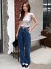 LENINA Hugo Two Tuck Straight Denim Pants_Deep Blue