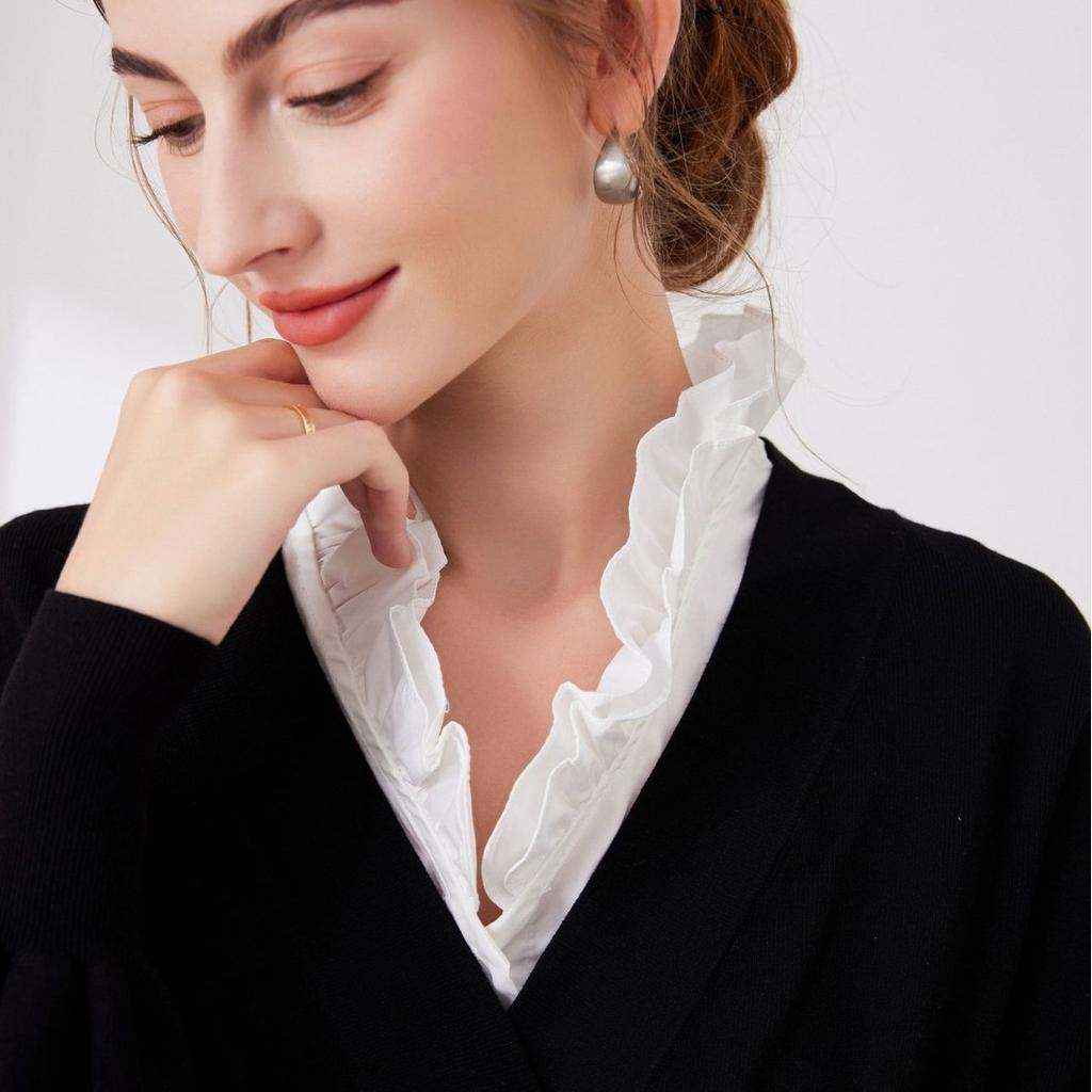 V-neck Shirt Detachable Lapel Shirt Fake Collar Blouse Neckwear Vintage Lace Lapel Blouse Top Sweater Accessories
