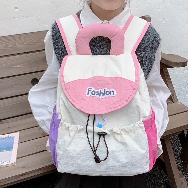 Kindergarten Color Block Backpack - Lightweight, Large Capacity for Boys and Girls