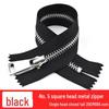 12-100cm Black Metal Copper Zipper No. 5, Double-Ended with Silver Teeth for Leather Jackets