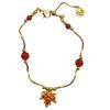 New Golden Red Zircon Maple Leaf Earrings Rings Bracelets Necklaces Women's Trendy Temperament High-end Retro Unique Jewelry