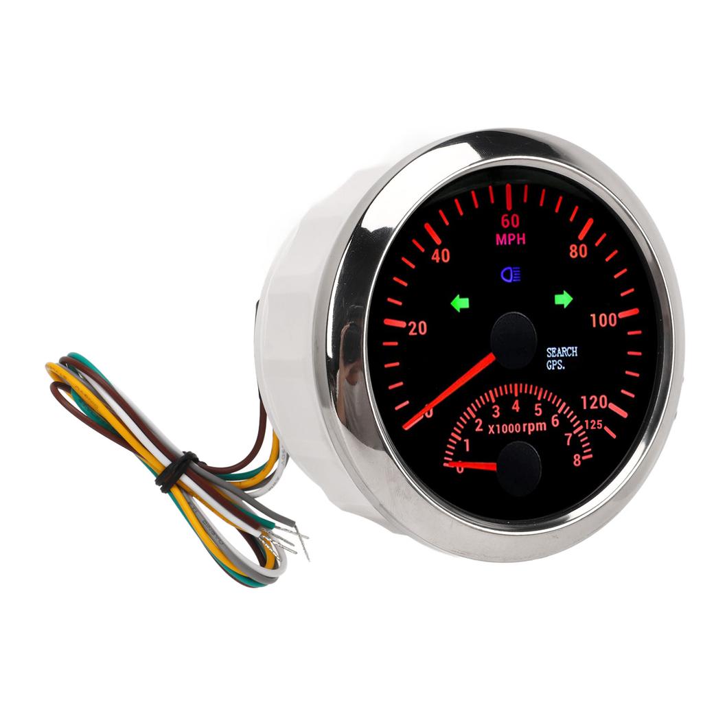 85mm GPS Speed Gauge 3 3 8in 0‑125MPH Waterproof DC9‑32V for Ship Yacht Motorcycle ATV Engineering Vehicle Black Dial