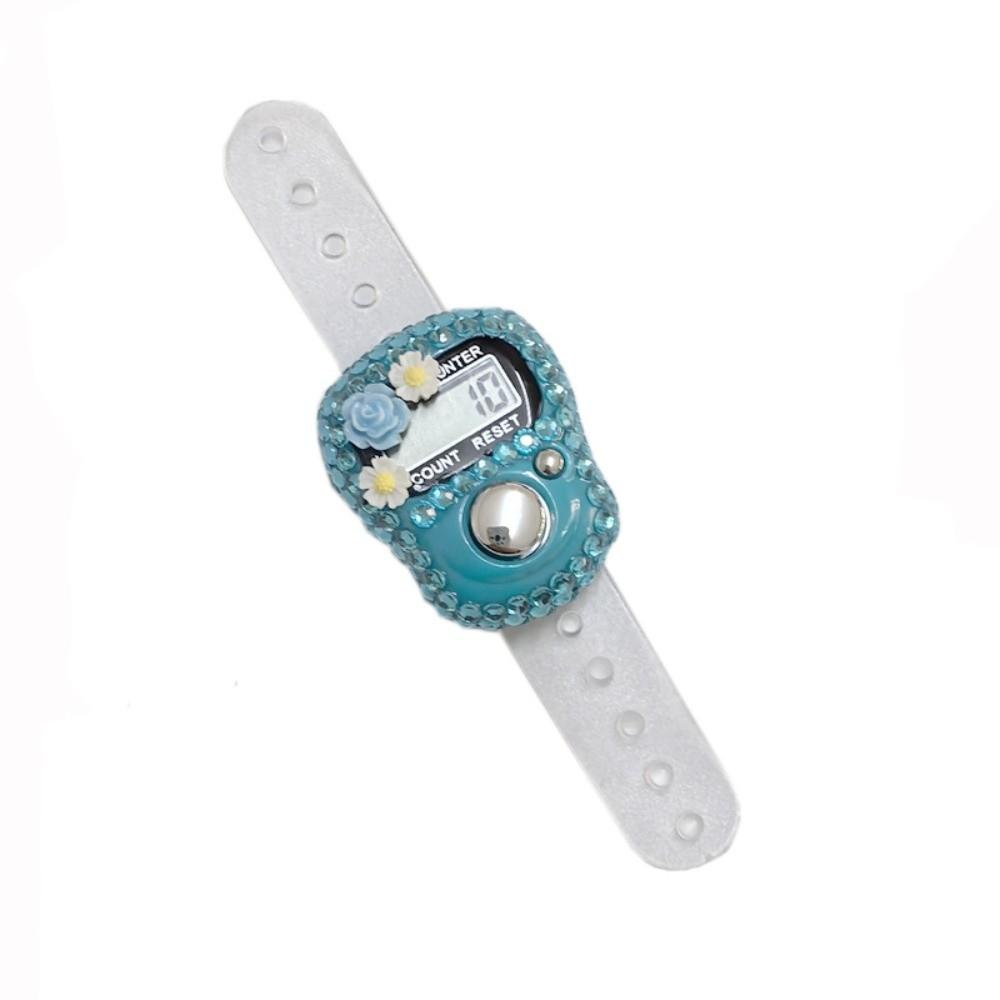 Reset Button Digital Finger Counter Rhinestone Decor Ring Tally Counter for Knitting