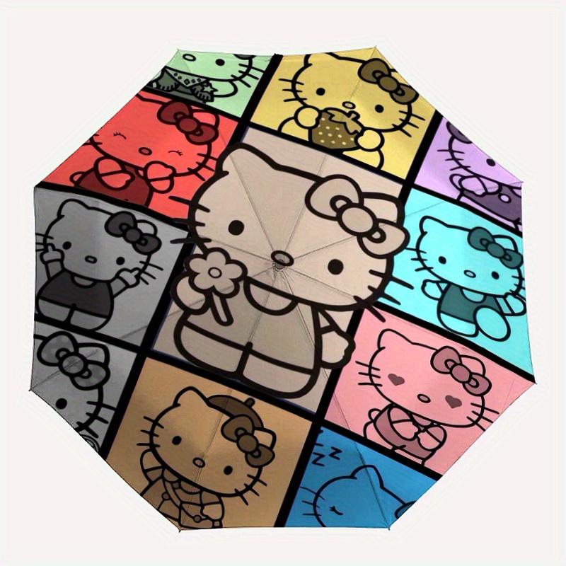Multicolor Hello Kitty Durable Cartoon Folding Umbrella, Portable 3-Fold Compact Umbrella for Men and Women, Suitable for Travel or Daily Use.Y062
