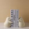 Set of 2 Cute Hugging Pear Ceramic Bookends, Heavy Duty Book Stopper for Home Office Desk Decor, Aesthetic Room Ornament , Gift