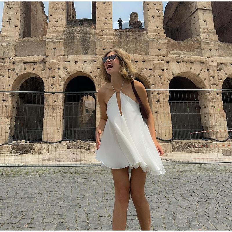 LYRIA Sexy Party Off Shoulder Dresses Women's Elegant Sleeveless Hollow Out Beach Dress Backless High Street Lady Summer Vestidos