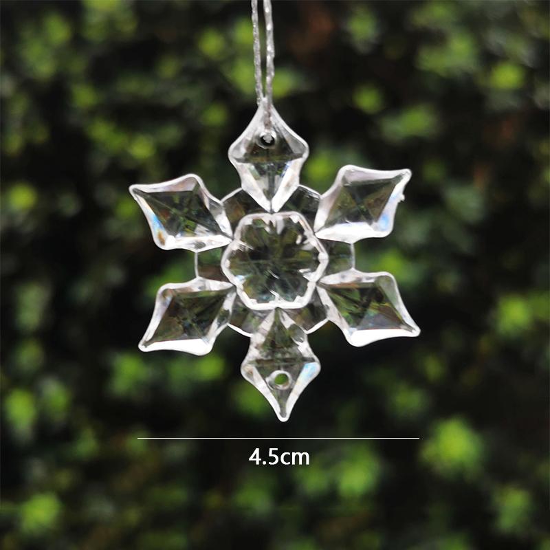 Christmas Transparent Pendant Glitter Crystal Acrylic Snowflake Xmas Tree Decoration Ornament Hanging Pendant New Year Party