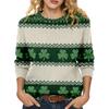 LXF-YT52 Saint Patrick's Day Fair Isle Pullover Sweater - Long Sleeve, Spring and Autumn Fashion.