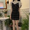 Dress women's summer new Korean version niche design sense advanced sense slim and thin fake two-piece skirt tide