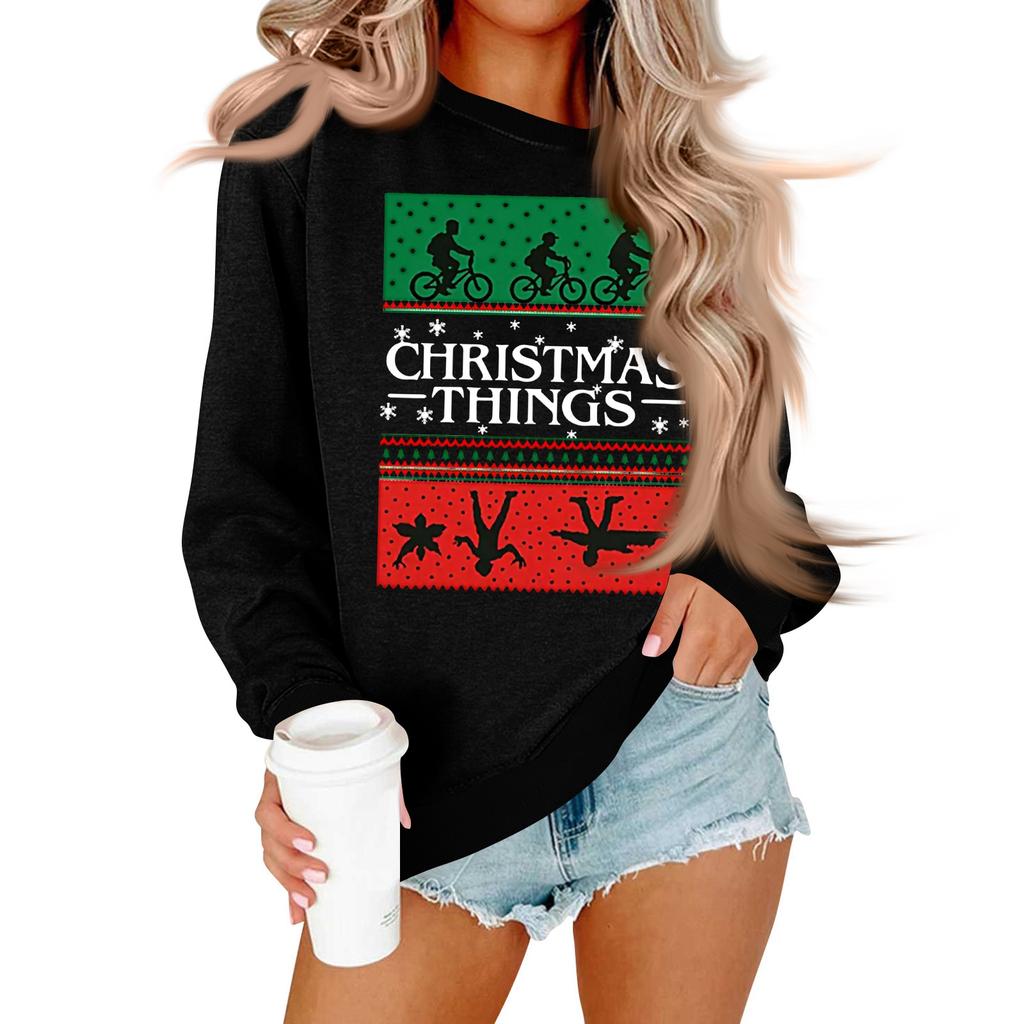 Women's And Men's Unisex Fashion Casual Long-sleeved Loose Printed Round Neck Pullover Hoodie Sweatshirt