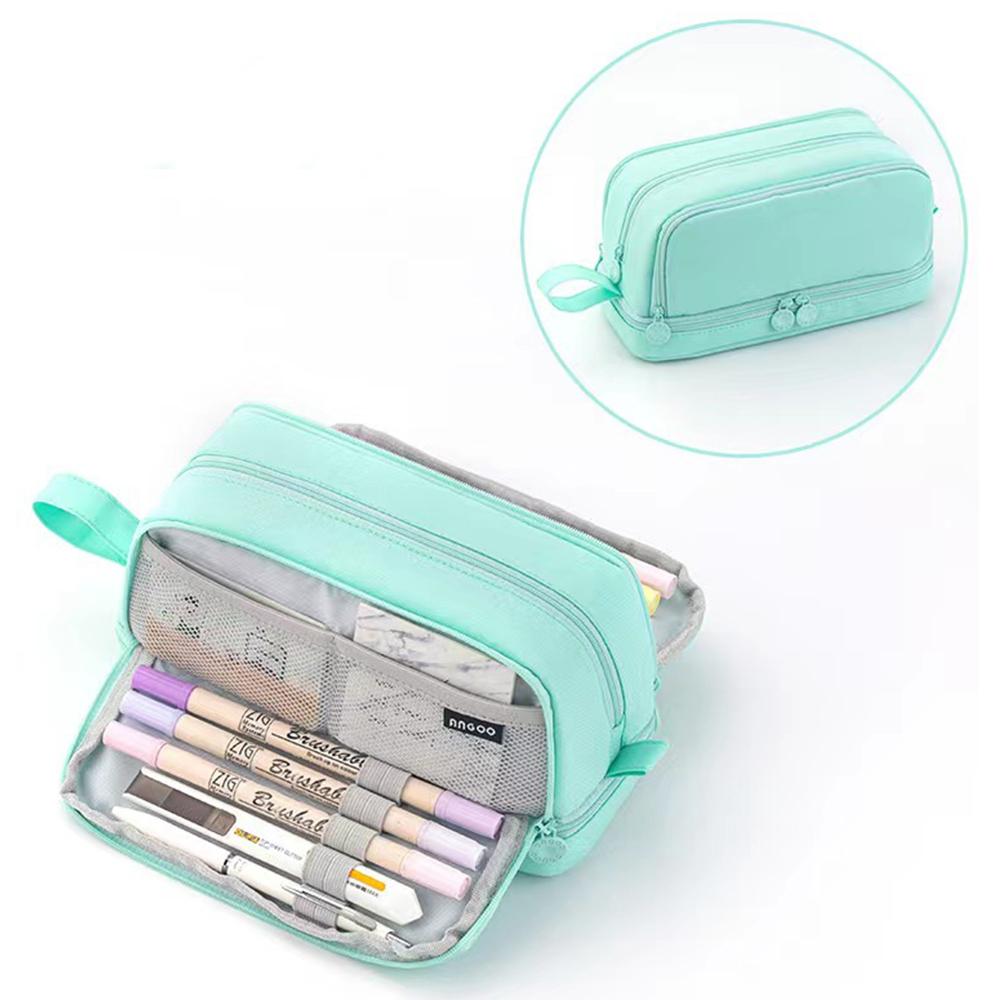 

Большая вместимость пенала простая однотонная коробка для канцелярских принадлежностей двухслойная многофункциональная сумка для ручек школьные принадлежности для студентов